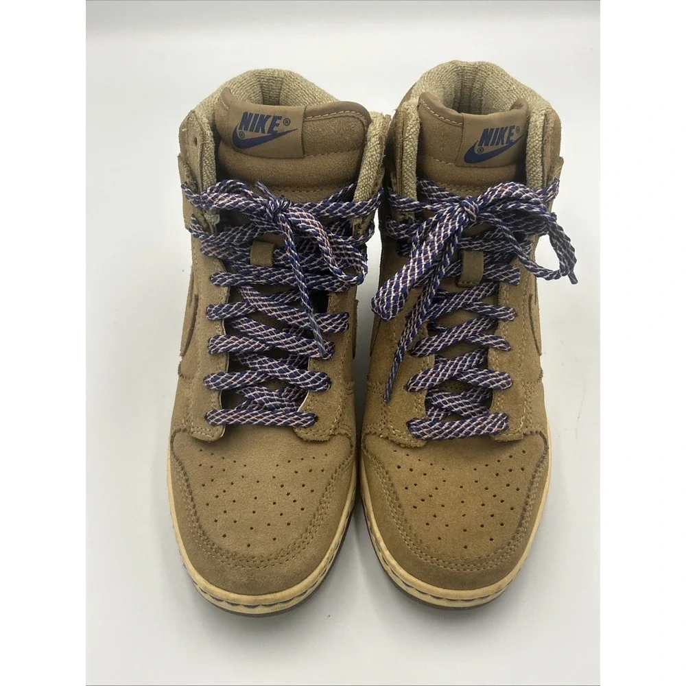 Nike Dunk High Sky Hi Brown Suede Filbert Sz 8 528899-201 Hidden Wedge Lace Up